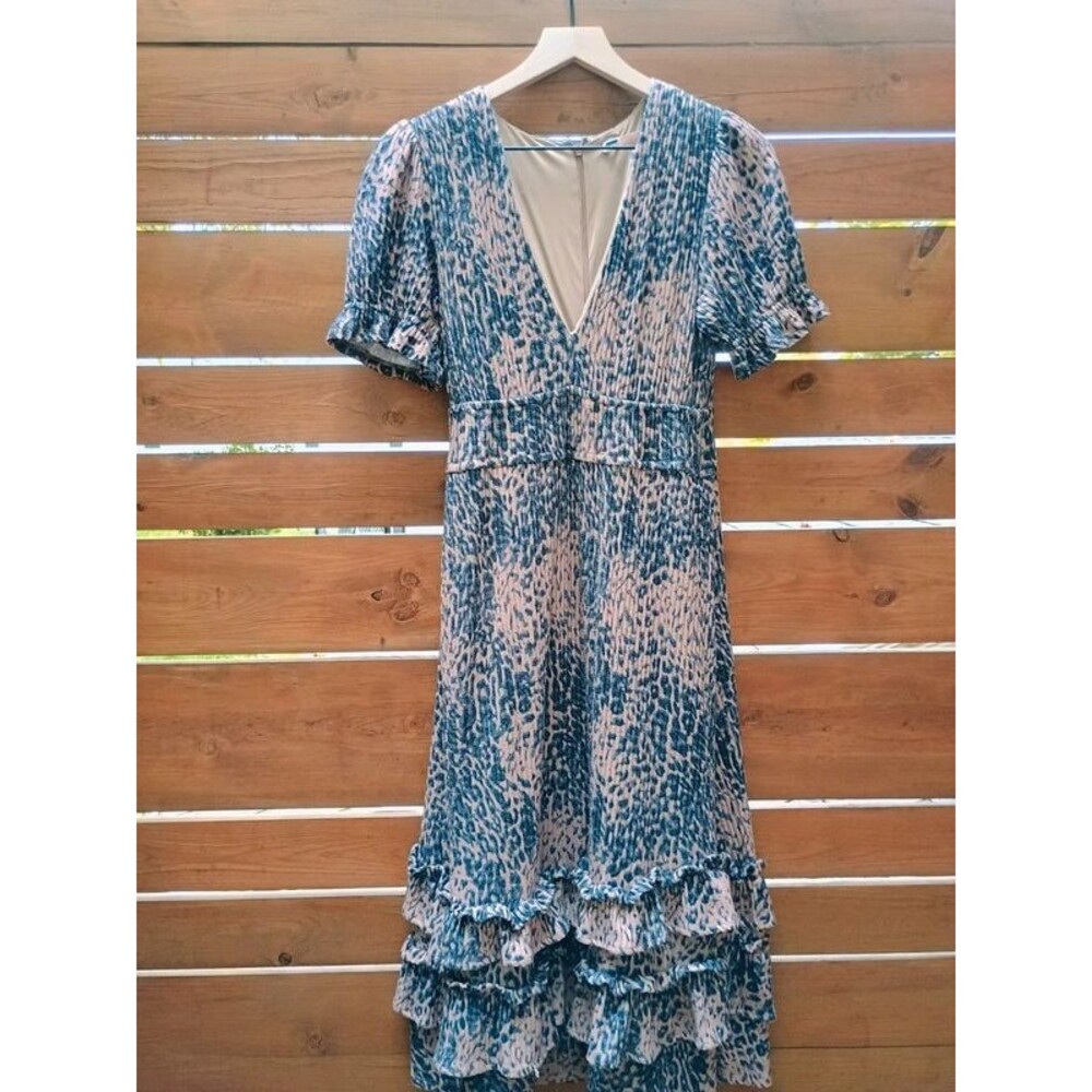 Anthropologie Hutch Adelia Fall Ruffled Midi Dress Leopard XS